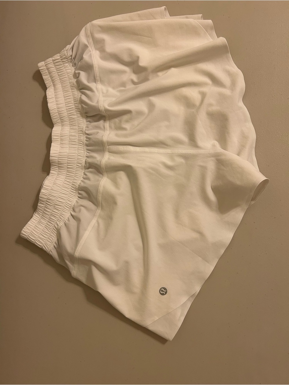 lululemon athletica White Athletic Shorts with Smocked Waistband